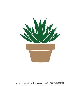 Cactus in Pot Vector – Succulent Plant Illustration for Home Decor, Nature, and Garden Themes Potted Cactus Illustration – Cute and Decorative Plant Icon for Nature and Interior Design