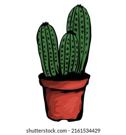 cactus in pot vector White background