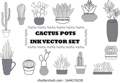 Ilustración del vector de tinta de los puntos de cactus