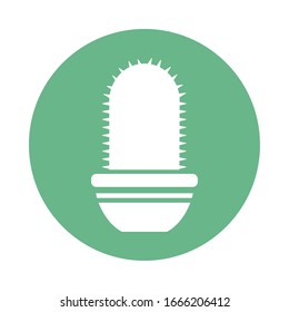 cactus with potted, block and flat style icon vector illustration design