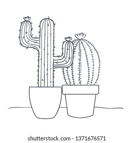 cactus with potted isolated icon
