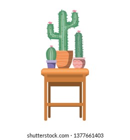 cactus with potted on the table icon