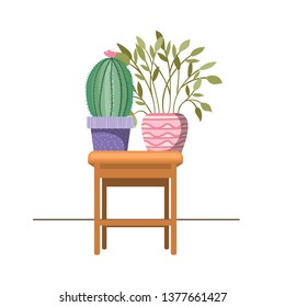 cactus with potted on the table icon