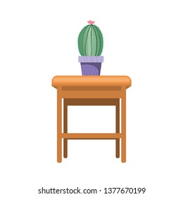 cactus with potted on the table icon