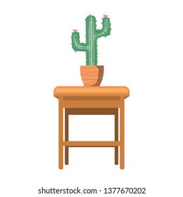 cactus with potted on the table icon