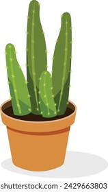 Cactus potted plant flat icon, indoor decoration accessory  