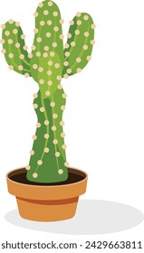 Cactus potted plant flat icon, indoor decoration accessory  