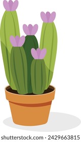 Cactus potted plant flat icon, indoor decoration accessory  