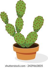 Icono plano de la planta en macetas de cactus, accesorio de decoración interior  