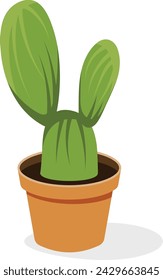 Cactus potted plant flat icon, indoor decoration accessory  