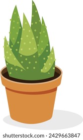 Cactus potted plant flat icon, indoor decoration accessory  