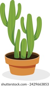 Cactus potted plant flat icon, indoor decoration accessory  