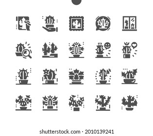 Cactus. Prickly pear. Blooming cactus. Plant, flower, nature, cacti, garden and botany. Vector Solid Icons. Simple Pictogram