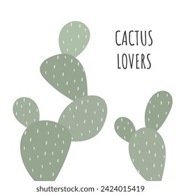 cactus print with inspirational quote isolated on white. Cactus set in flat style