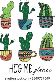 cactus print pattern vector floral