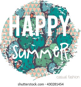 Cactus print with slogan in vector