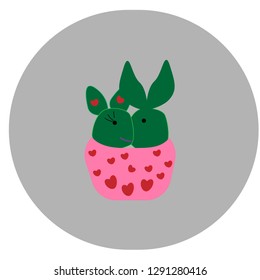 Cactus rabbit with heart design. Vector illustration.