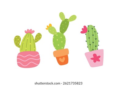 Cactus Realistic Set no fundo branco