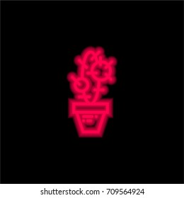 Cactus red glowing neon ui ux icon. Glowing sign logo vector