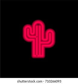 Cactus red glowing neon ui ux icon. Glowing sign logo vector
