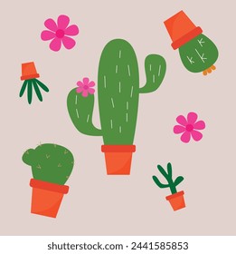 Cactus repeat pattern, vector background
