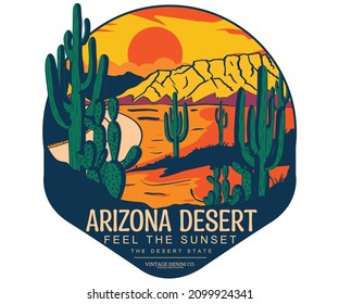 Cactus retro graphic print design. Desert vibes artwork for t shirt print, poster, sticker, background and other uses. 