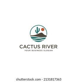 CACTUS RIVER LOGO DESIGN VECTOR