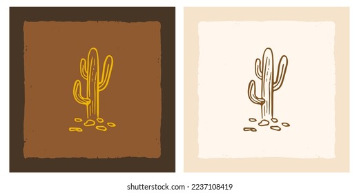 Cactus saguaro line doodle sketch