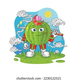 the cactus samurai cartoon. cartoon mascot vector