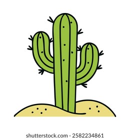 Cactus with sand base illustration isolated vector