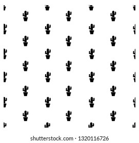 Cactus seamless black and white pattern, background.