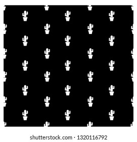 Cactus seamless black and white pattern, background.