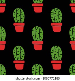 cactus seamless doodle pattern