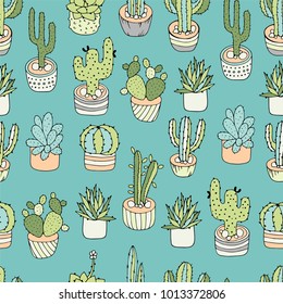 Cactus seamless pattern.