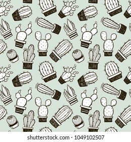 Cactus seamless pattern