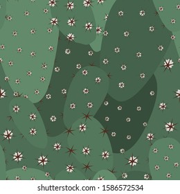 Cactus Seamless Pattern. 
Abstract tropical background of green cacti. Vector illustration.