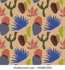 Cactus Seamless Pattern Background. Colorful Summer Pattern For Party Invitation, Wallpaper, For Children's Clothing Design, Wrapping Paper Etc