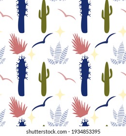 Arrière-plan harmonieux de motif Cactus. Motif d'été créatif pour l'invitation à la fête, fond d'écran, pour la conception de vêtements pour enfants, papier d'emballage, etc.