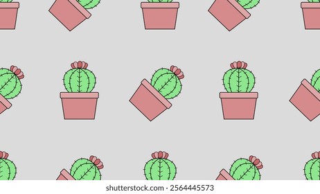 Cactus seamless pattern background. Cactus seamless illustration pattern. Cactus background. Perfect for fabrics, print, textile, wallpaper, and decor. SSTKbackgrounds