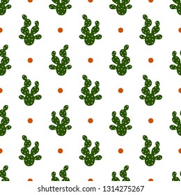 Cactus seamless pattern background, succulent modern texture, vector illustration