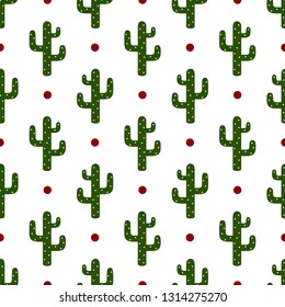 Cactus seamless pattern background, succulent modern texture, vector illustration