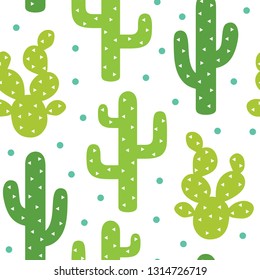 Cactus seamless pattern background, succulent modern texture, vector illustration