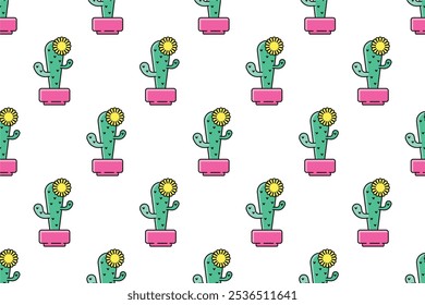 Cactus seamless pattern background template. Cactus background illustration template