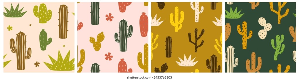 Cactus seamless pattern. Cacti pattern.