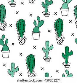 Cactus seamless pattern colorful background
