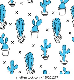 Cactus seamless pattern colorful background
