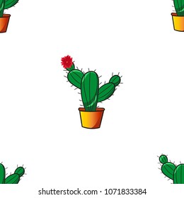 cactus seamless pattern, cute cactus, flower, plant