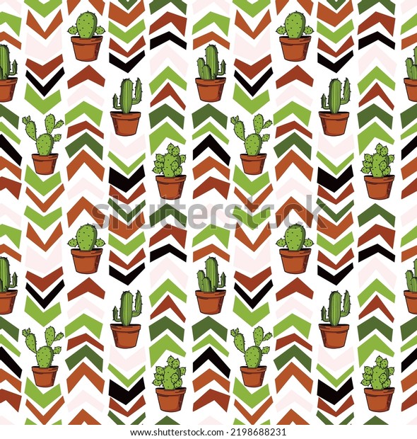 Cactus Seamless Pattern Cute Repeated Texture Stock Vector (Royalty ...