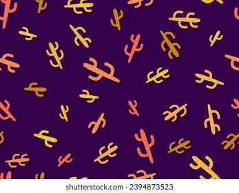 Cactus seamless pattern. Desert cactus Carnegia. Multi-colored cacti with spines in a modern style. Large Mexican empty cacti. Design of banners and posters. Vector illustration