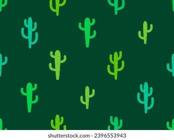Patrón de cactus sin fisuras. Cactus del desierto Carnegia. Cactus verdes con espinas de estilo moderno. Gran cacti vacío mexicano. Diseño de carteles y afiches. Ilustración del vector